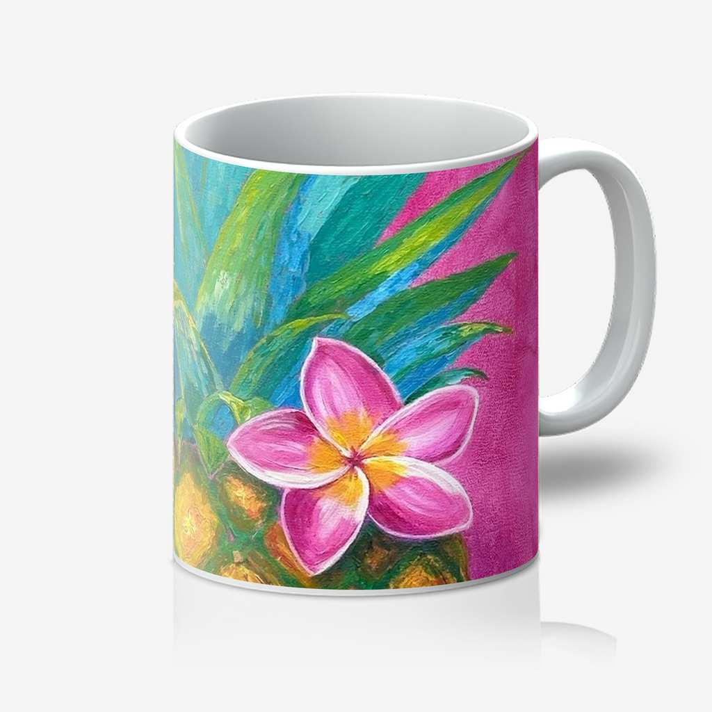 Golden Paradise artwork printed on a white ceramic artist mug by Lanzhi Wang
