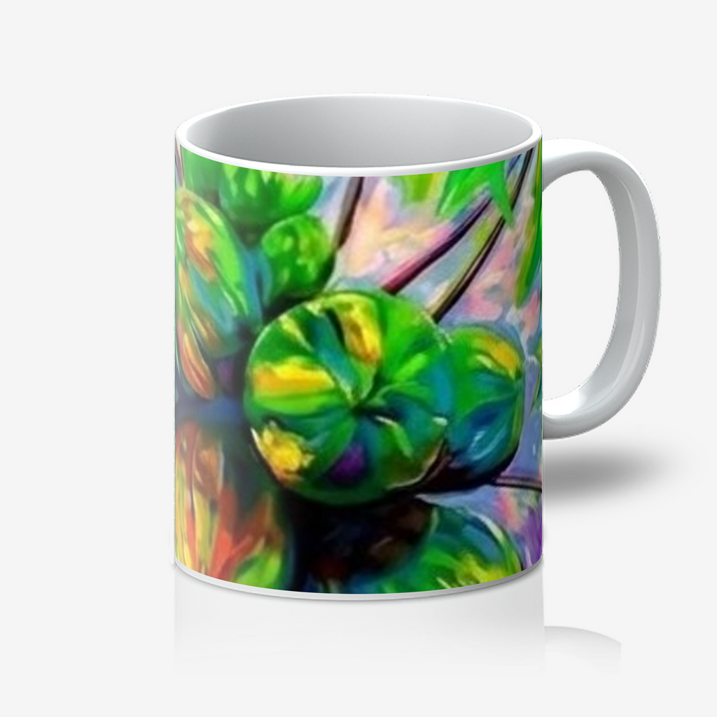 Summer Papaya artwork printed on a white ceramic artist mug by Lanzhi Wang