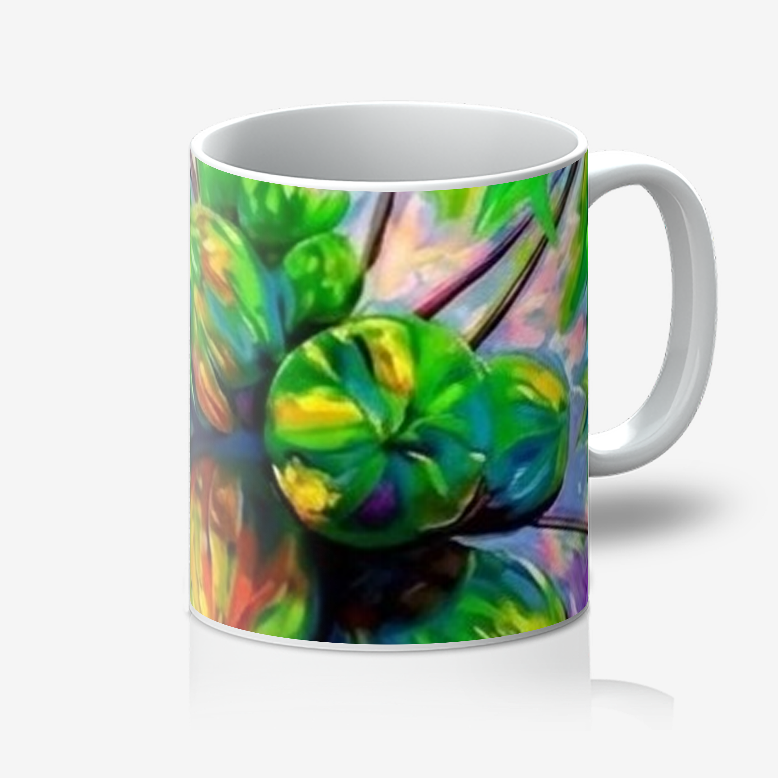 Summer Papaya artwork printed on a white ceramic artist mug by Lanzhi Wang